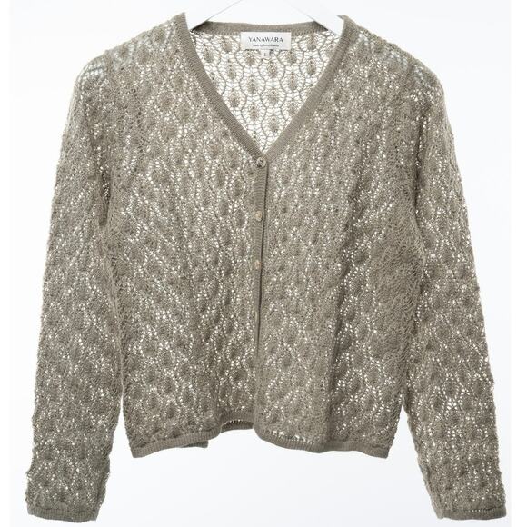 Yanawara Tan Wara Baby Alpaca Open Knit Ethical Coastal Boho Cardigan Size Large - Picture 3 of 12